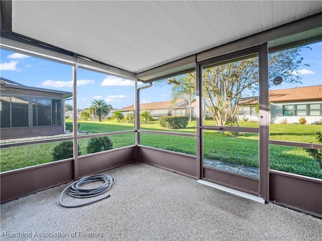 view of unfurnished sunroom