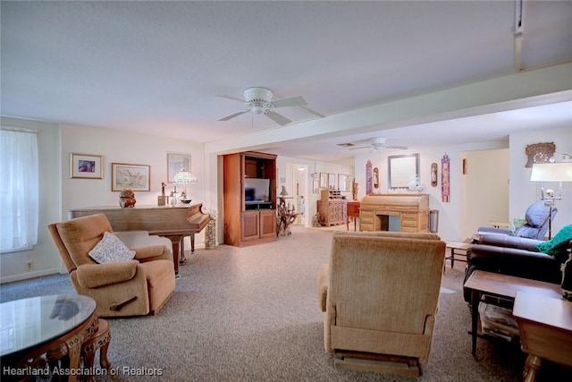 living room with ceiling fan
