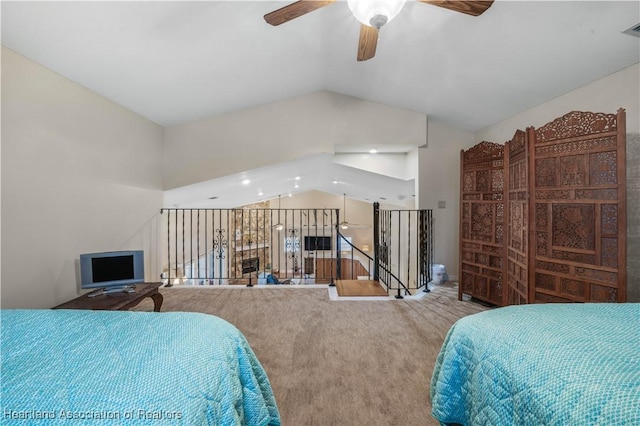560 Lake June Rd, Lake Placid, FL 33852 - bedroom featuring carpet flooring, vaulted ceiling, and visible vents