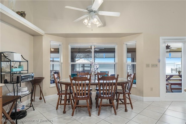 560 Lake June Rd, Lake Placid, FL 33852 - dining area with light tile patterned flooring, baseboards, and a ceiling fan