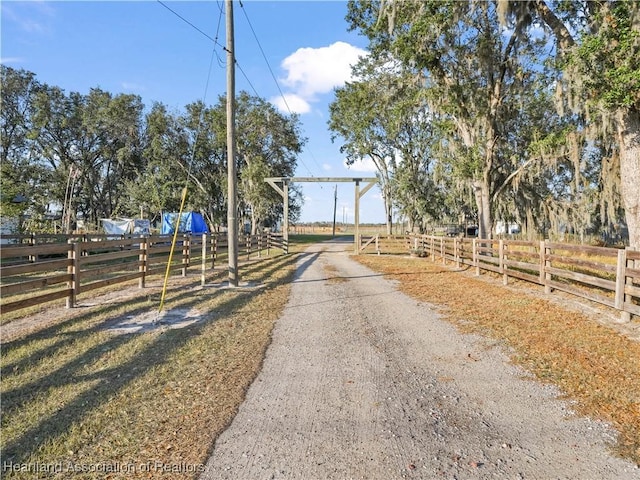 view of street featuring a rural view