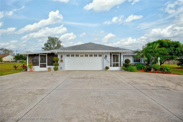 ranch-style home with a garage