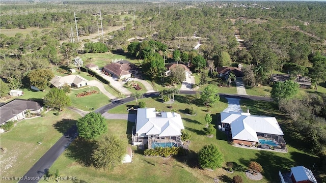 aerial view with a forest view