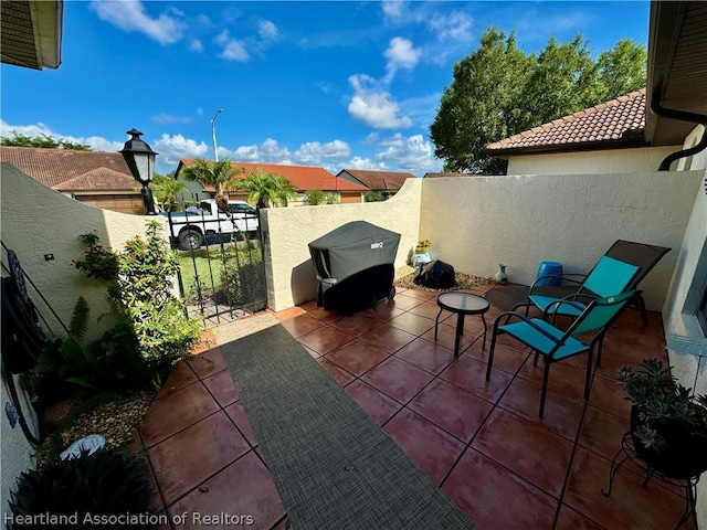 view of patio with area for grilling