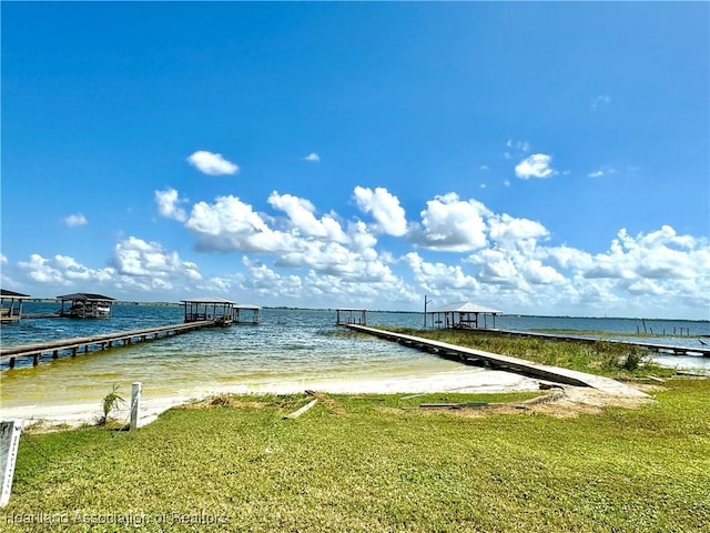 dock area featuring a water view