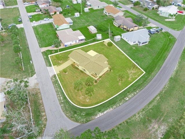 aerial view with a residential view