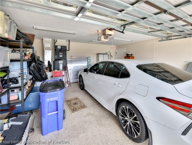 garage with a garage door opener