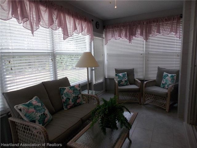 view of tiled living room