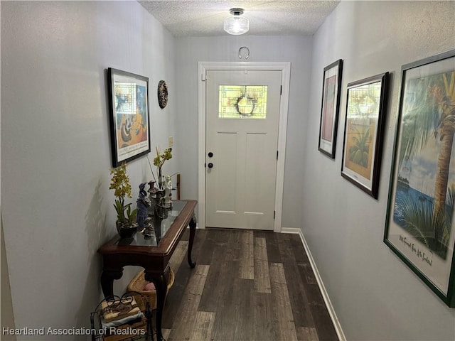 103 Fox Rd, Lake Placid, FL 33852 - entryway featuring a textured ceiling, dark wood-type flooring, and baseboards