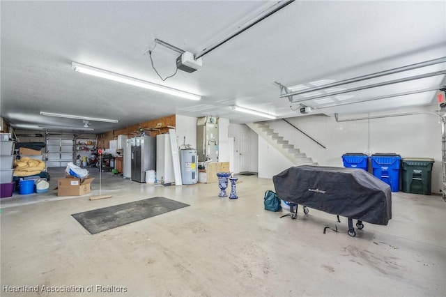 garage with electric water heater