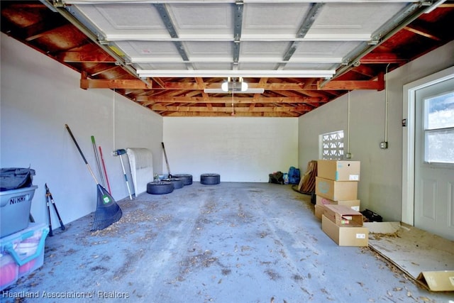 garage with a garage door opener