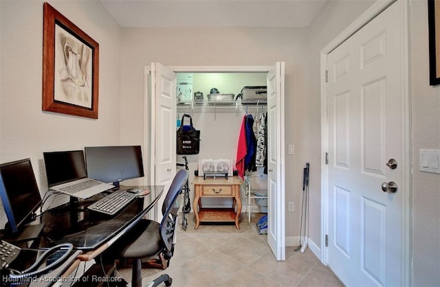 office with light tile patterned flooring