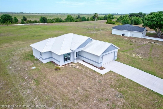 aerial view featuring a rural view