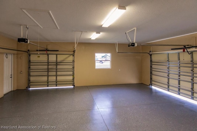 garage with a garage door opener