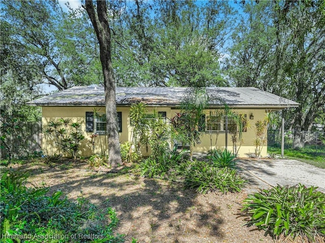 view of single story home