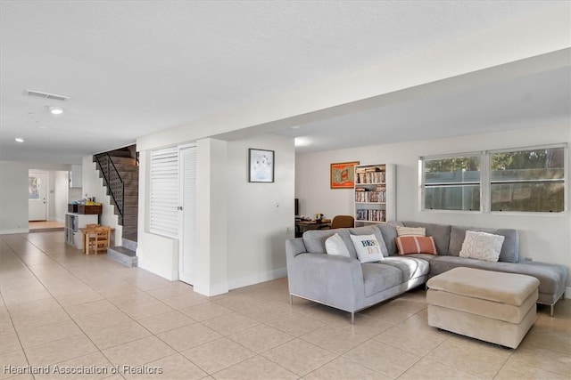 view of tiled living room