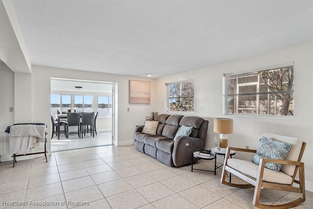 view of tiled living room