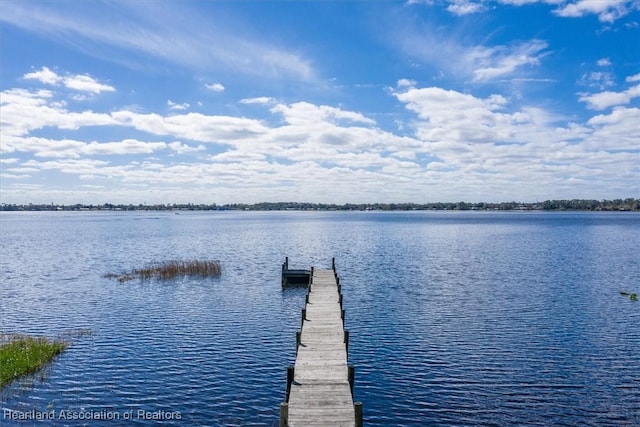 view of dock featuring a water view