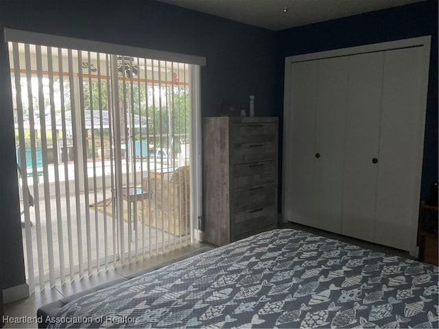 unfurnished bedroom with access to outside and a closet