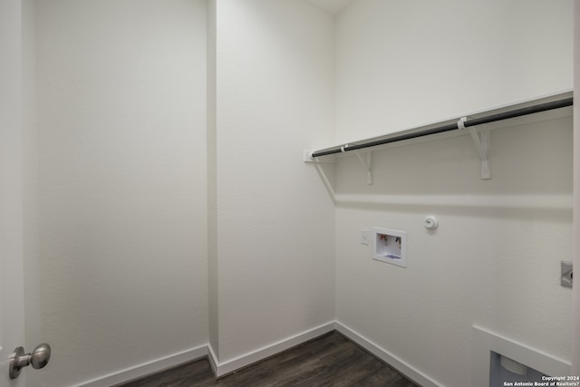 laundry room with hookup for a washing machine, gas dryer hookup, and dark hardwood / wood-style floors