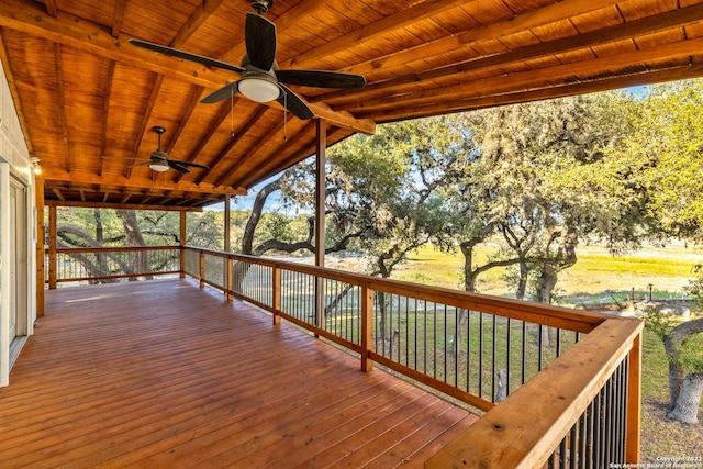 deck featuring ceiling fan