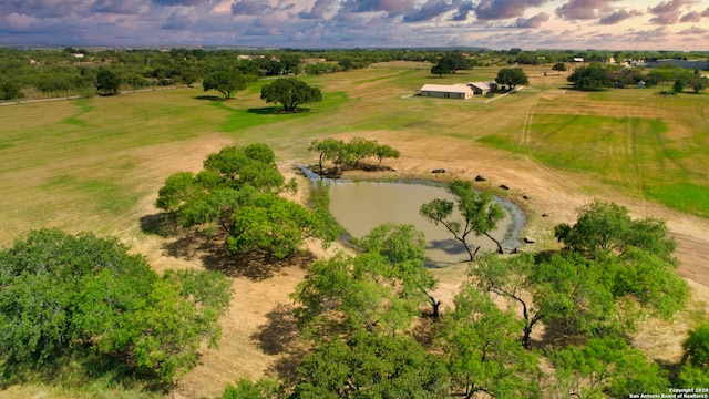 drone / aerial view with a water view and a rural view