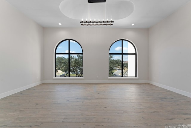 empty room with light hardwood / wood-style flooring and a wealth of natural light