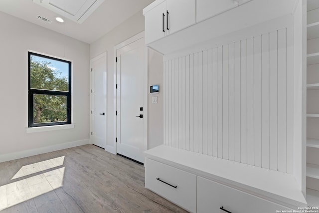 mudroom featuring light wood-type flooring