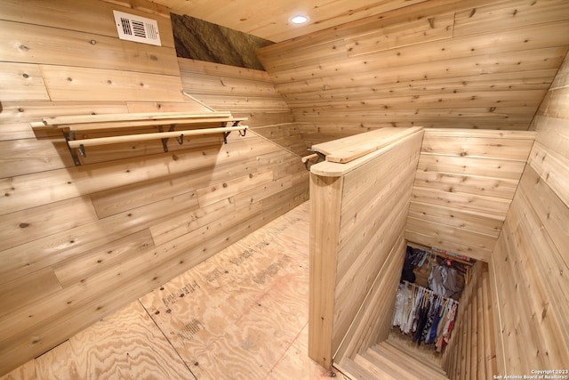 view of sauna / steam room with wood ceiling