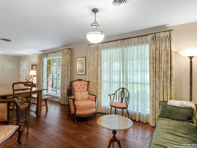 living room featuring dark hardwood / wood-style floors