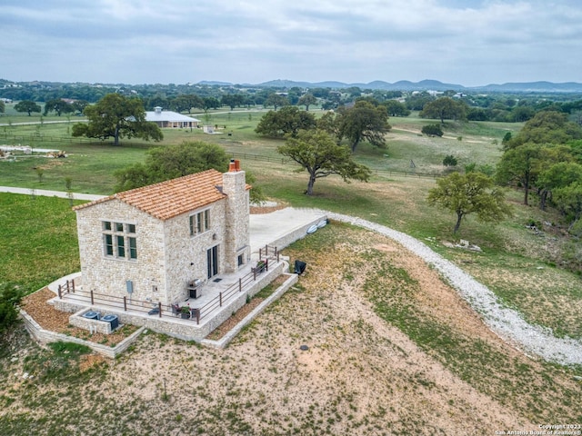 drone / aerial view with a rural view