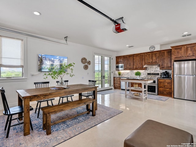 dining space with french doors