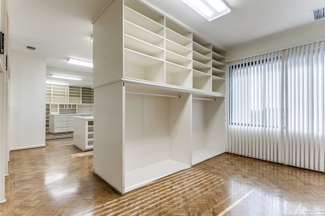 interior space featuring light parquet floors