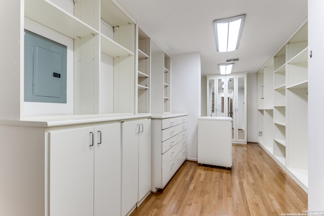 spacious closet with light wood-type flooring