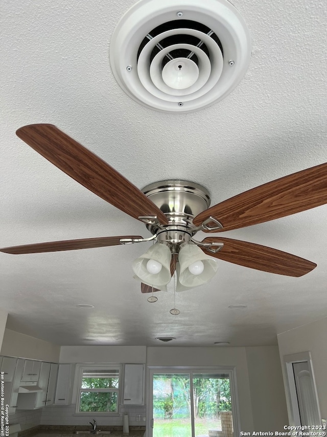 interior details with ceiling fan