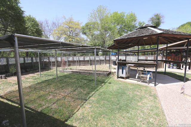 view of yard with a gazebo and a patio