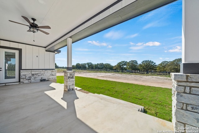 view of patio / terrace with ceiling fan