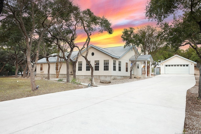 view of front of house with a garage