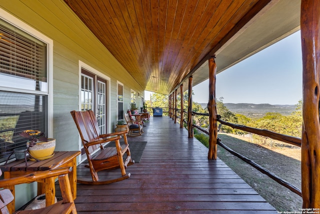 deck featuring a porch