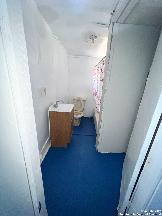 bathroom with toilet and vanity