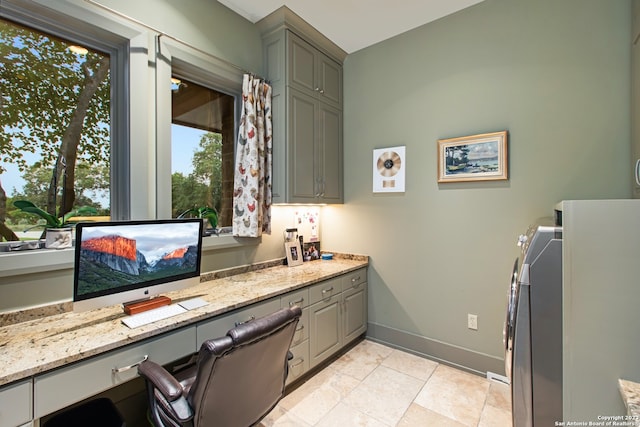 home office featuring light tile floors