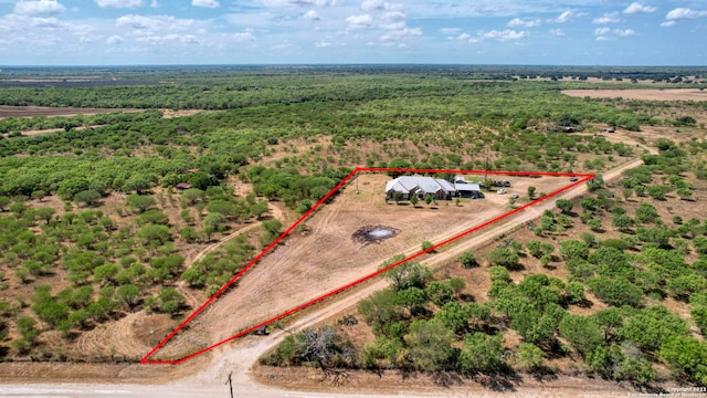 aerial view featuring a rural view