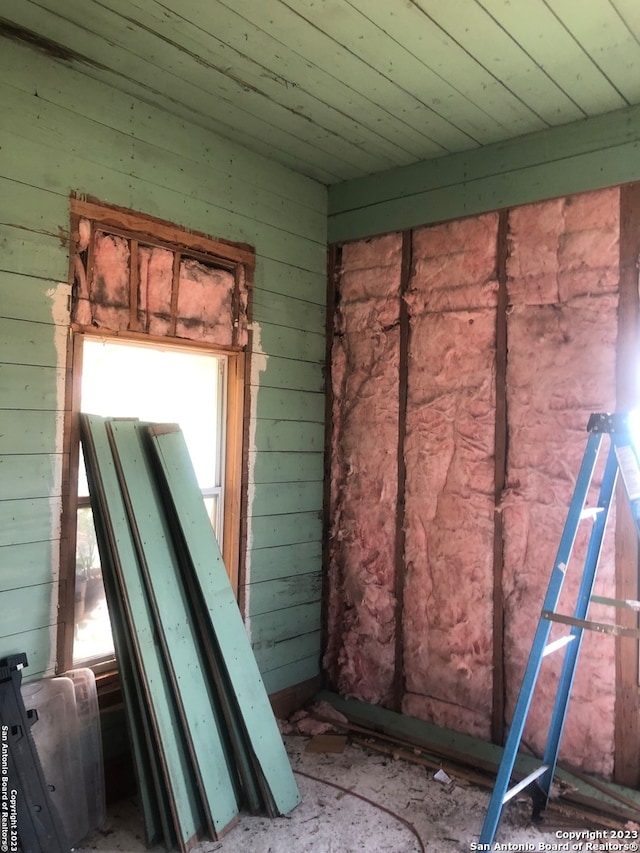 interior space with wooden walls