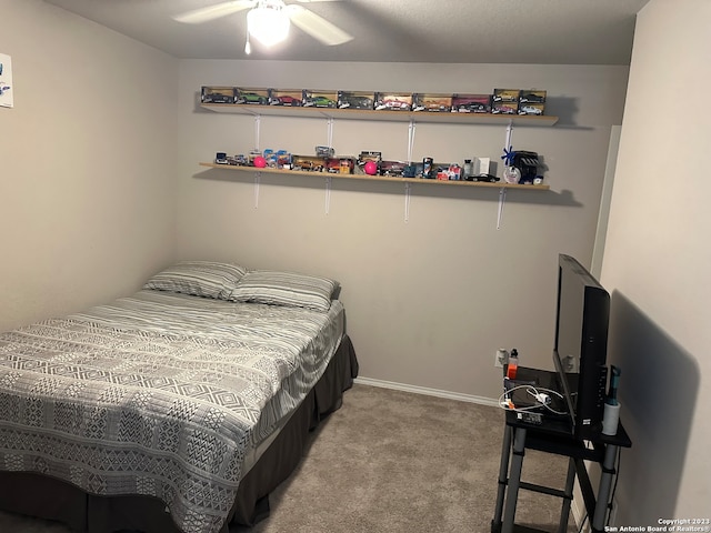 bedroom with carpet and ceiling fan