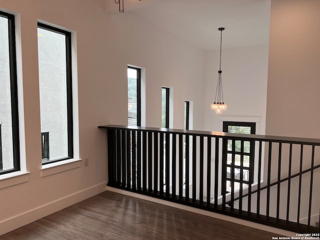 interior space with dark wood-type flooring