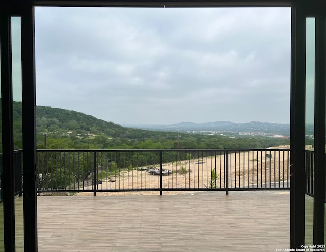 deck featuring a mountain view