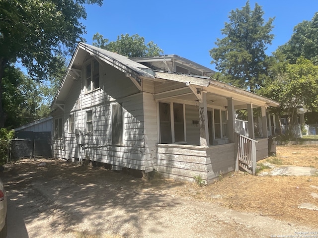 view of home's exterior with covered porch