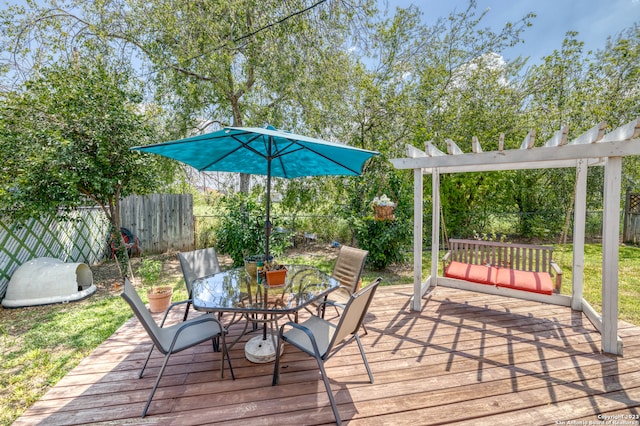 wooden deck with a pergola