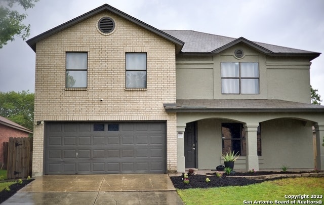 view of front of home with a garage