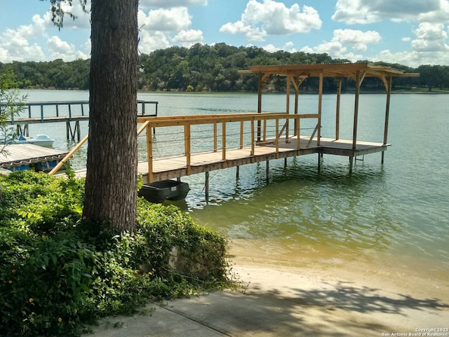 view of dock featuring a water view